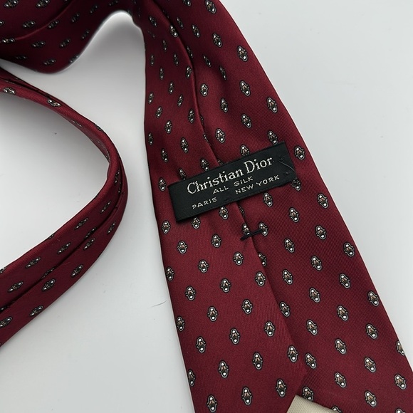 Dior Burgundy and Gray Patterned Tie - Picture 3 of 6